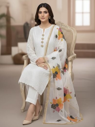 Luxury Summer 3-Piece | Multi Oil Paint Dupatta ✨