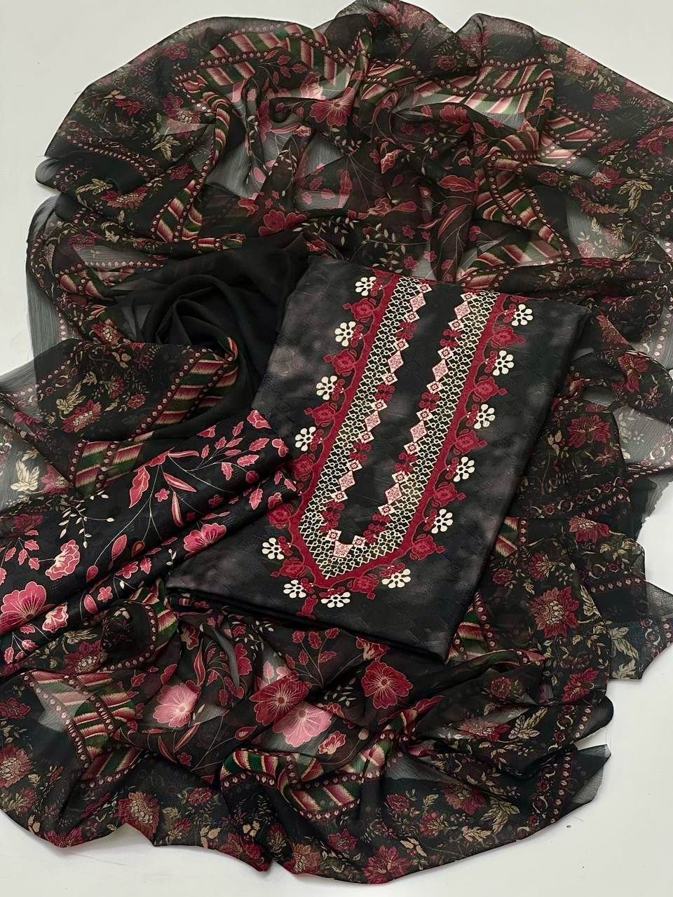 Self Jacquard 3pc Dress - Image 3