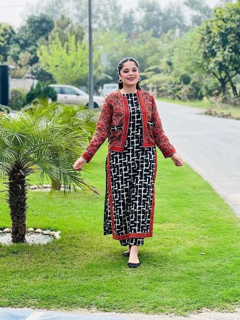 Self Jacquard 3pc Dress