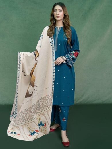 Dhanak Embroided 3pc Dress