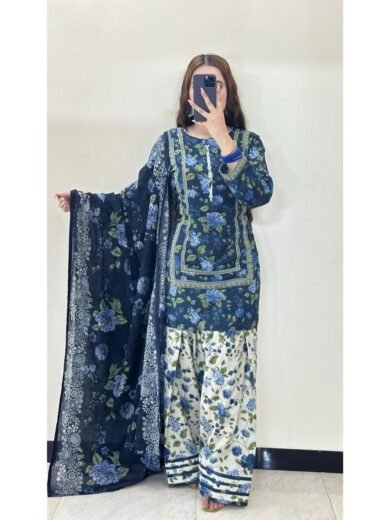 Self Jacquard 3Pc  Dress