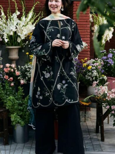 Dhanak Embroidered 3pc Dress