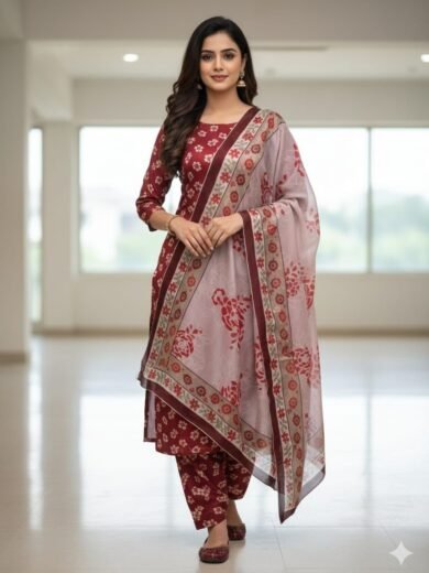 Shamoze Silk Digital Print 3PC Suit