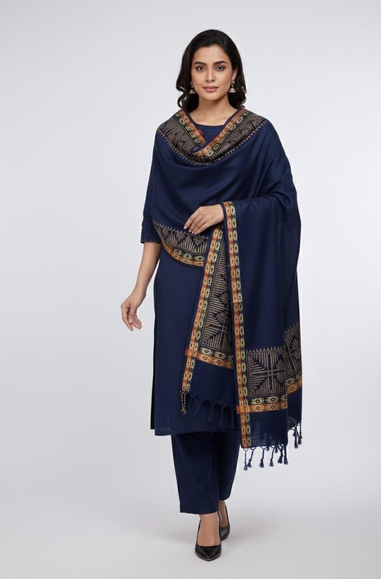 Jacquard Border Wool Suit with Plain Shirt & Trouser - Image 5