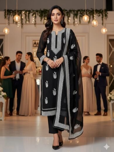 Luxury Soft Chiffon 3PC Embroidered Dress