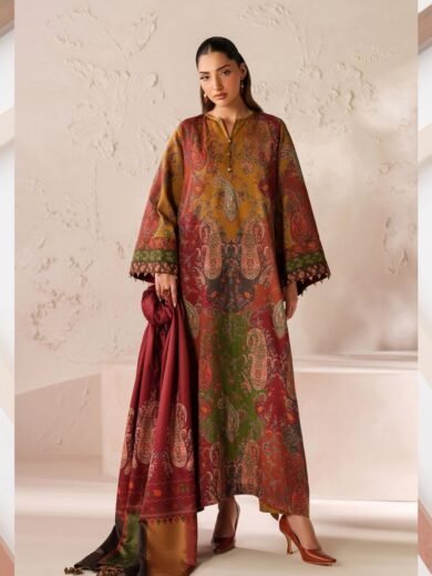 Soft Slub Karandi Digital Print 3PC Suit with Shawl