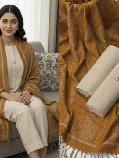 Khaadi 3PC Winter Collection – Shirt, Trouser & Shawl