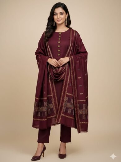 3PC Winter 3D Wool Collection 2025 – Shirt, Trouser & Shawl