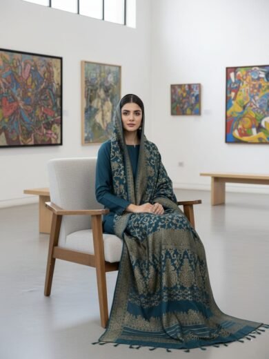 Luxury Turkish Allover Jacquard Shawl Dress