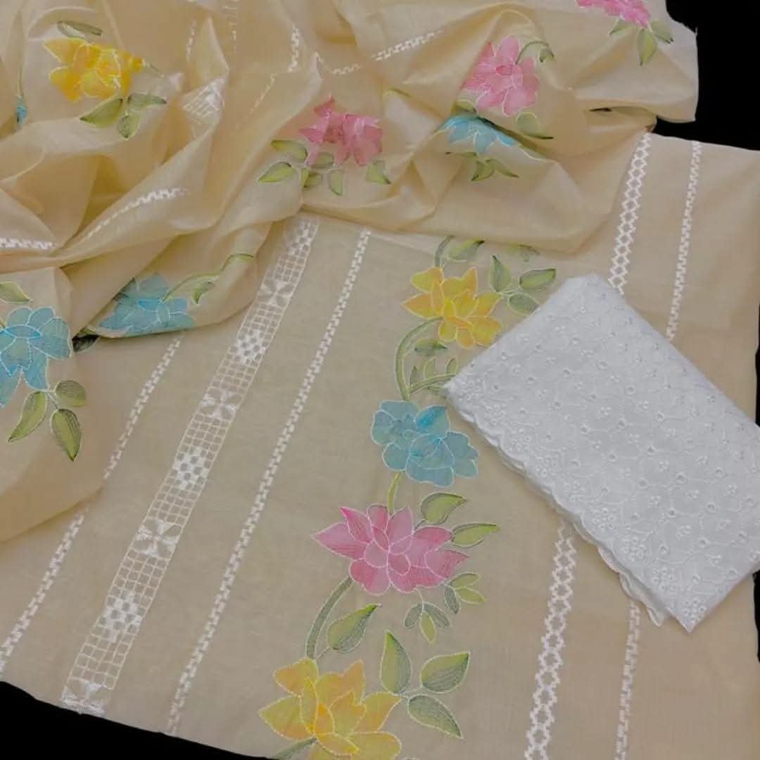 Paper Cotton Embroidered 3PC Suit - Image 2