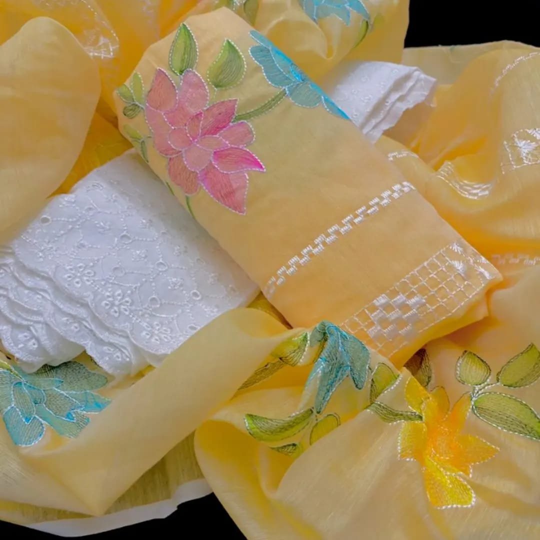 Paper Cotton Embroidered 3PC Suit - Image 6