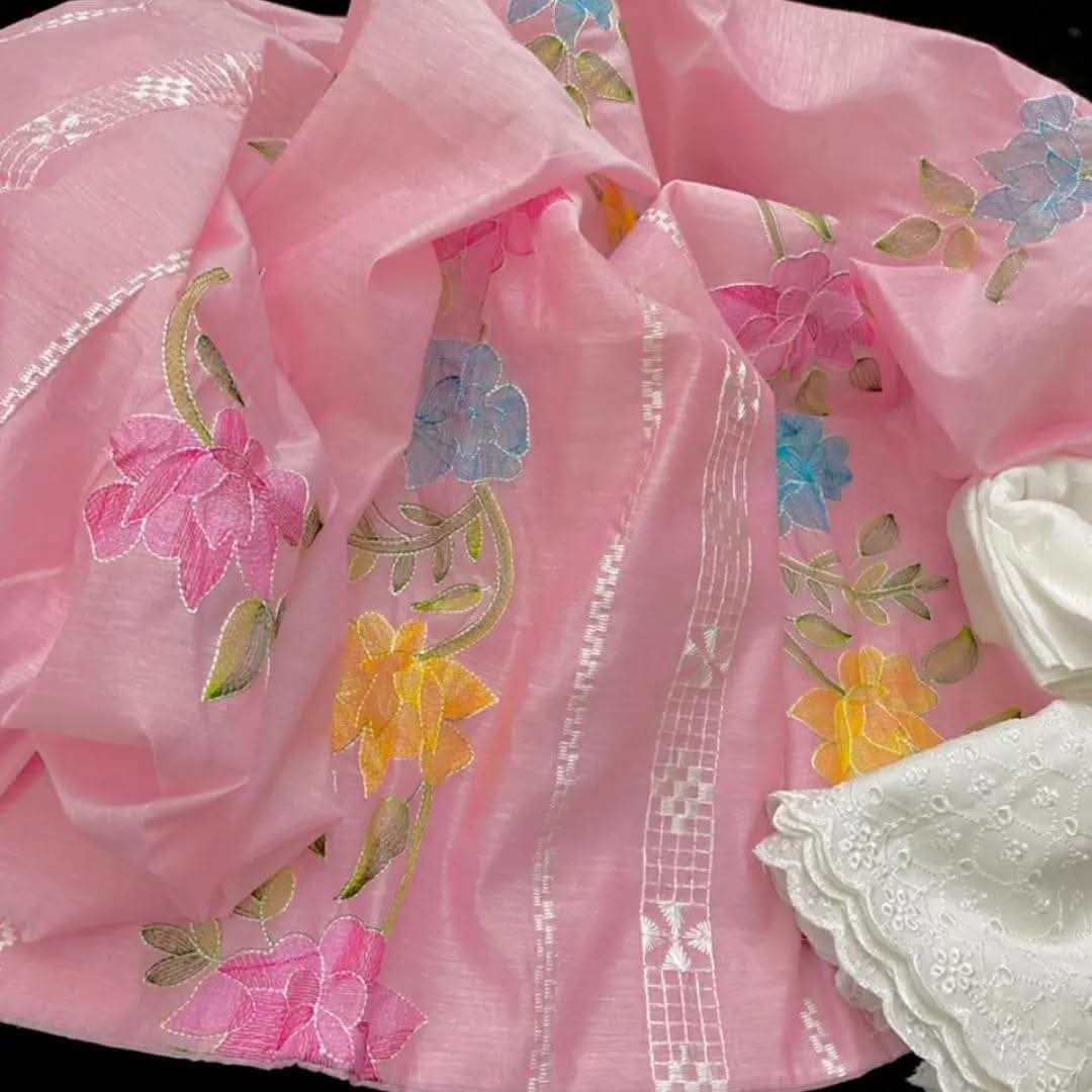 Paper Cotton Embroidered 3PC Suit - Image 7