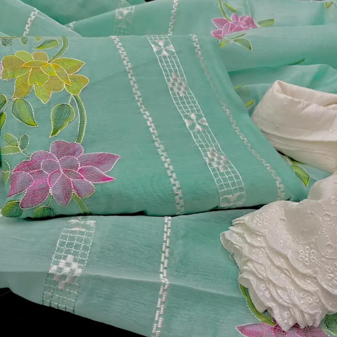 Paper Cotton Embroidered 3PC Suit - Image 3