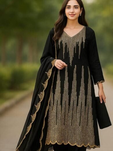 Skin Black 3PC Soft Cotton Lawn Suit