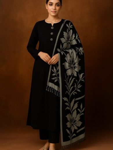 Kattan Silk Shirt & Trouser with 3D Digital Printed Shamoz Silk Dupatta