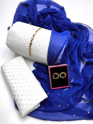 Chicken Kari Cotton 3-Piece Dress with Net Dupatta