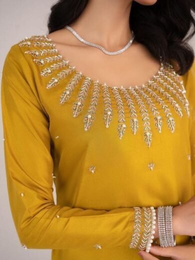 Kattan Silk Party Wear 3-Piece Dress with Handwork