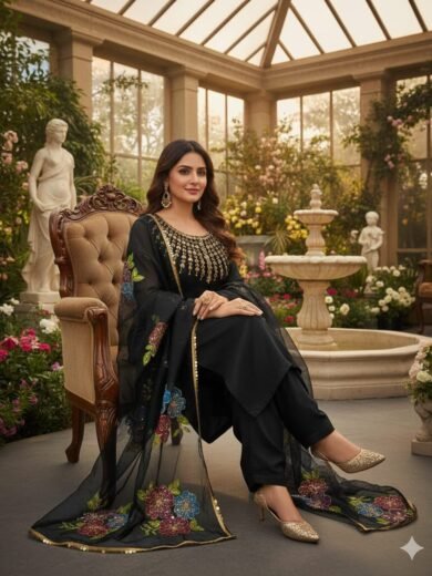 Fancy Wedding 2PC Organza Suit with Handwork Stones & Beads Dupatta