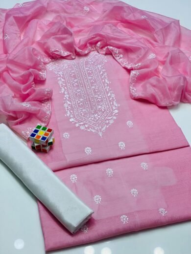 Paper Cotton 3PC Suit with Embroidered Gala & Daman