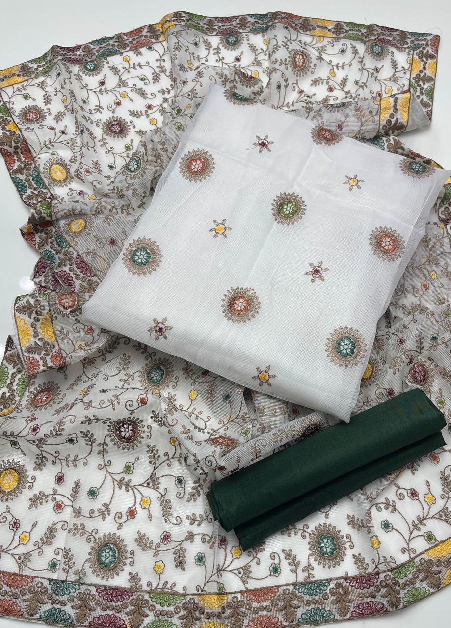 Khaddi Net Embroidered 3PC Dress with Heavy Jaal Dupatta - Image 2