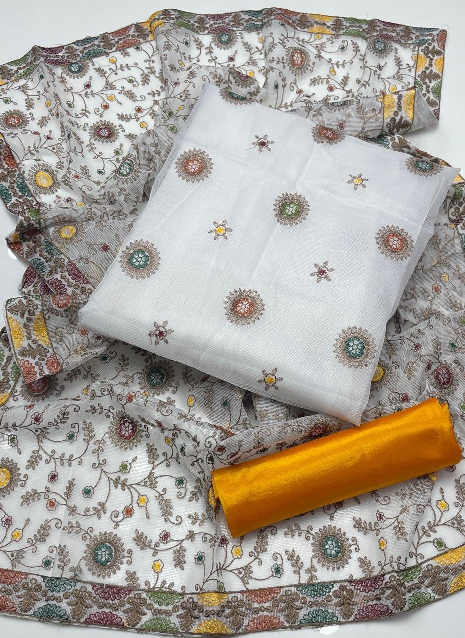 Khaddi Net Embroidered 3PC Dress with Heavy Jaal Dupatta - Image 4