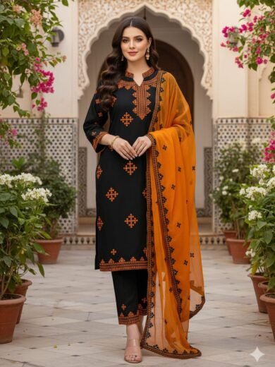 Anarkha Style Heavy Embroidered Lawn Cotton 3PC Suit