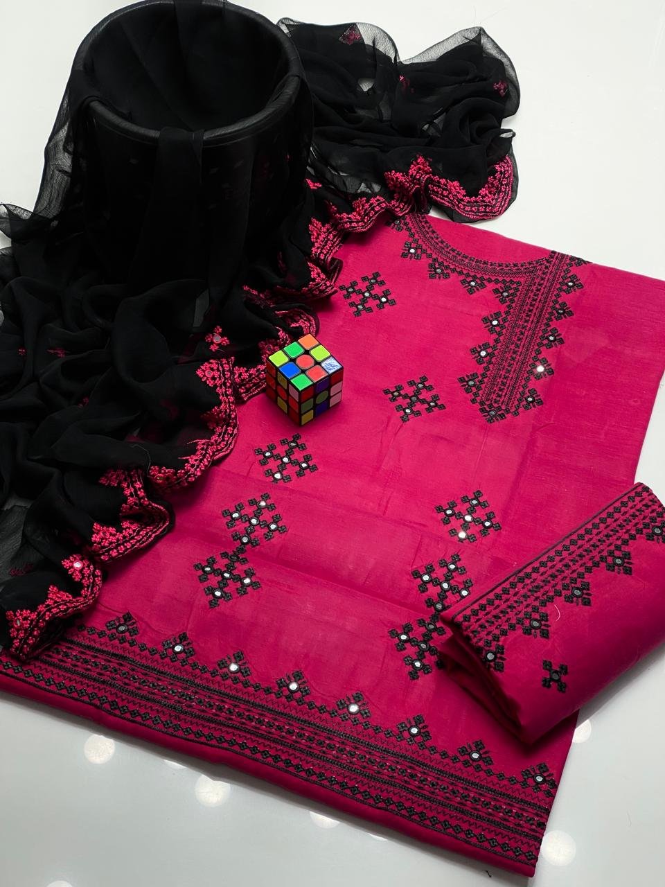 Anarkha Style Heavy Embroidered Lawn Cotton 3PC Suit - Image 6