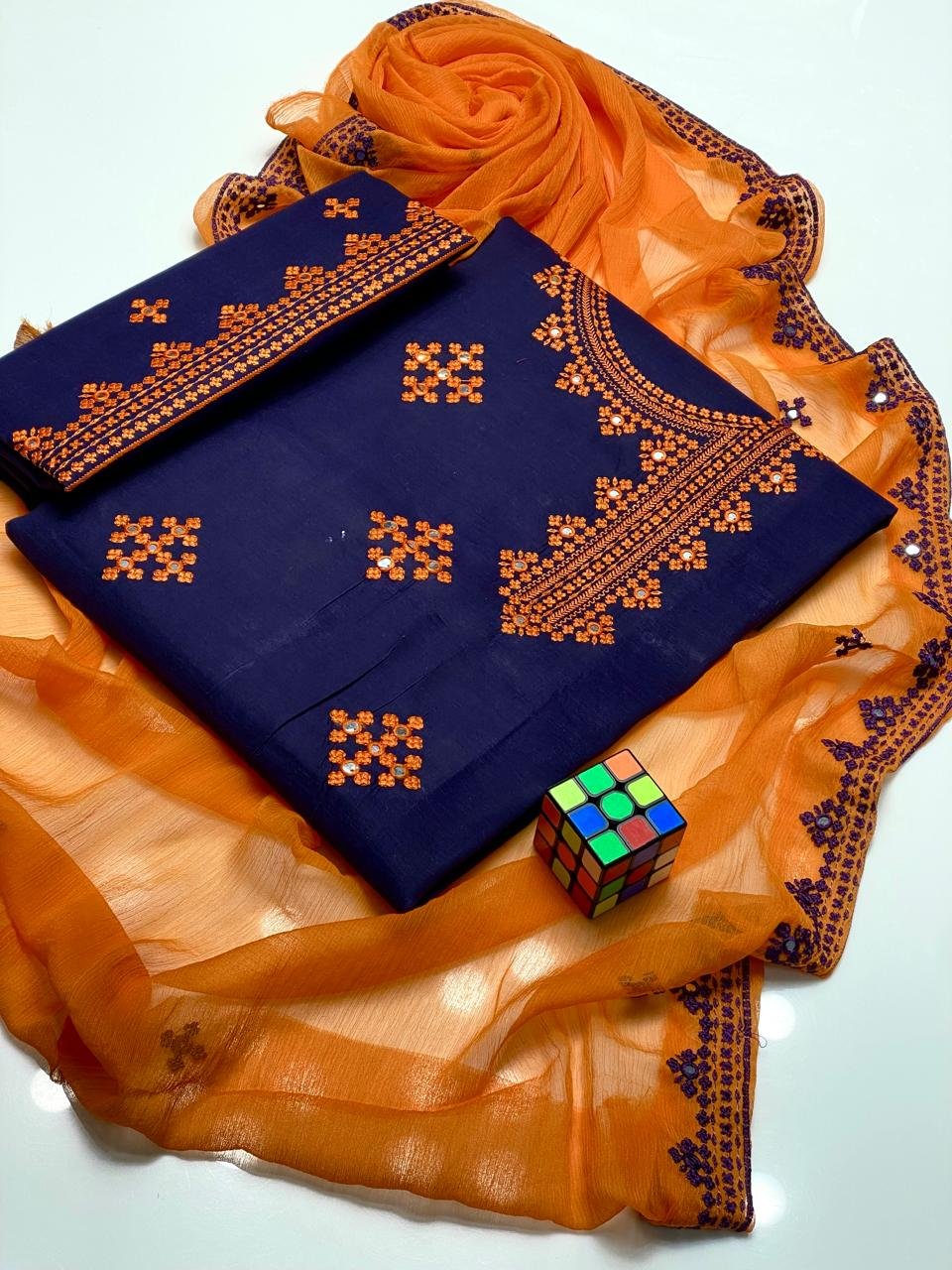 Anarkha Style Heavy Embroidered Lawn Cotton 3PC Suit - Image 7