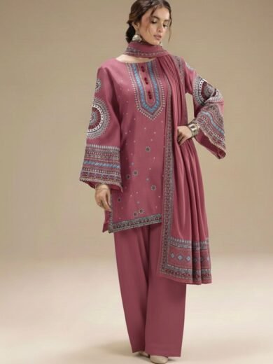 Embroidered Lawn 3PC Suit with Chiffon Cutwork Dupatta