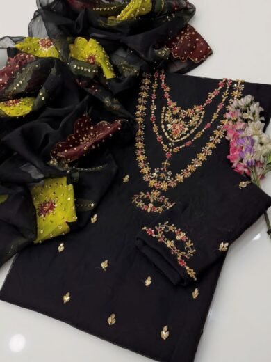 Handwork Stones & Zari Beads Organza 2PC Dress