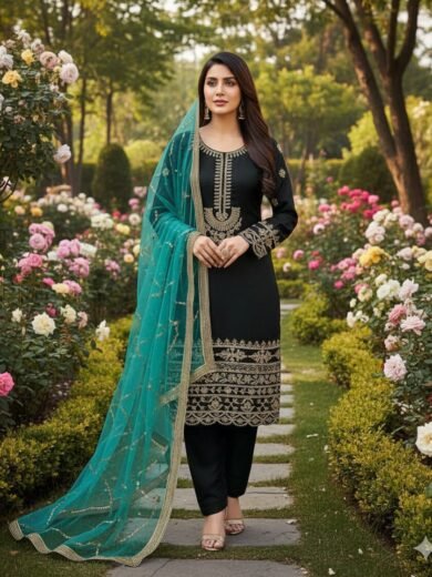 Shine Kattan Silk Heavy Adda & Mirror Work 3PC Suit