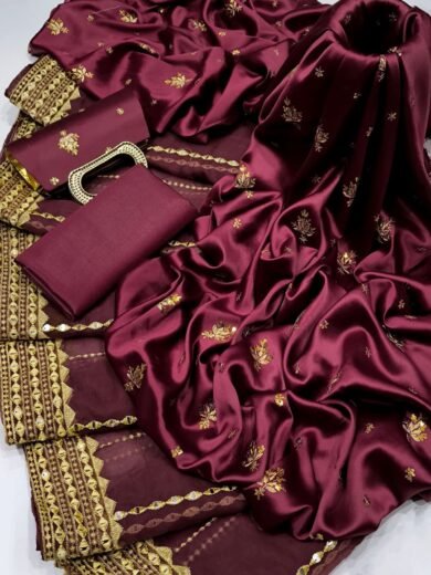 Heavy Embroidered 4PC Organza Duppata Dress with Clutch Gift