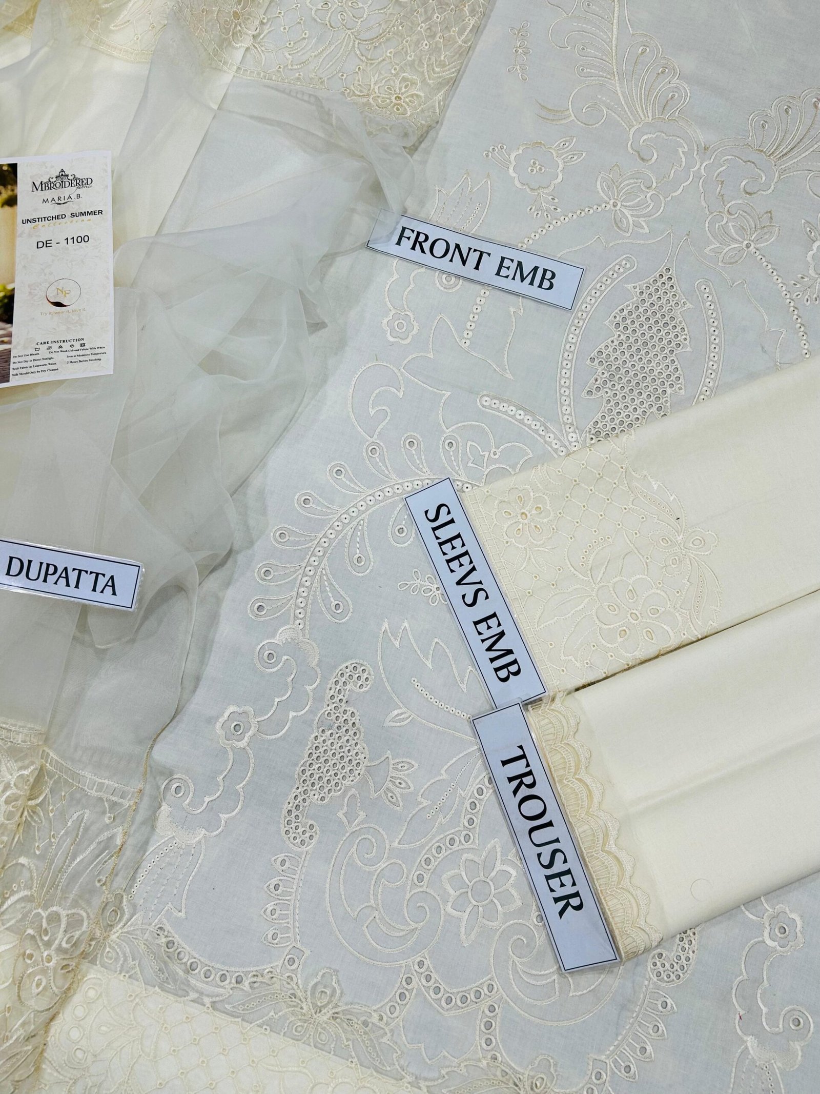 Heavy Embroidered Lawn Suit with Khadi Net Dupatta – 3 Piece - Image 3