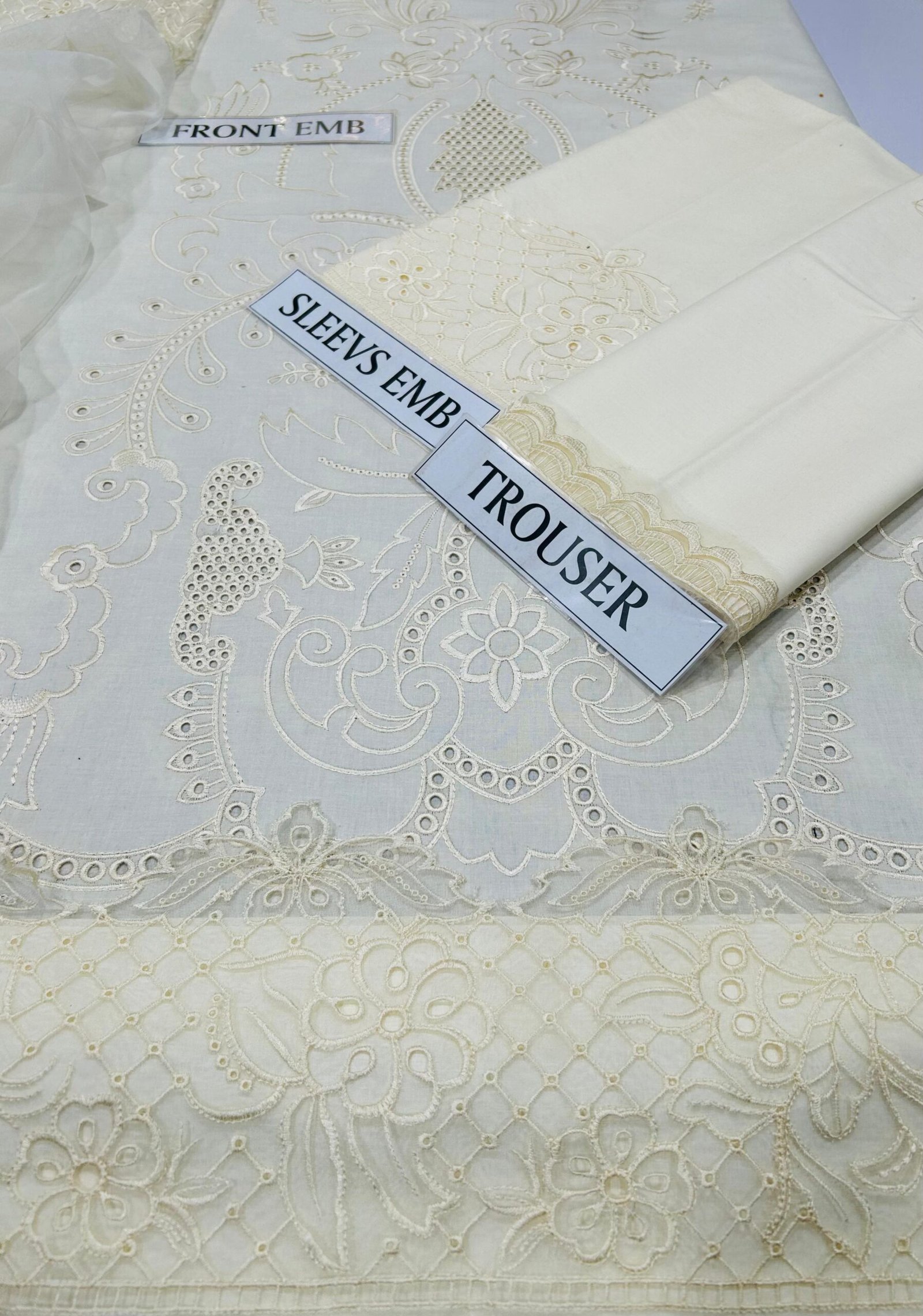 Heavy Embroidered Lawn Suit with Khadi Net Dupatta – 3 Piece - Image 4