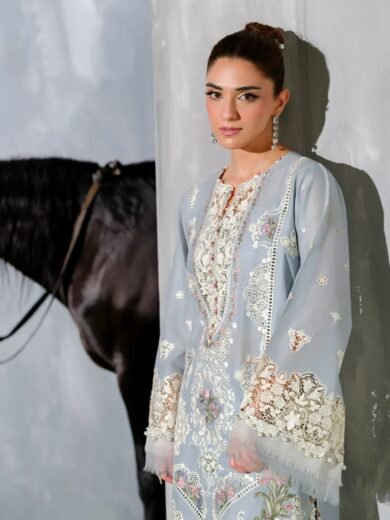 Premium Air-Jet Lawn Embroidered Suit with Chikankari – 3 Piece