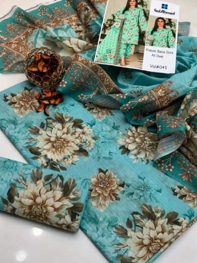 Bana Dora Swiss Lawn 3PC Digital Print Suit with Dupatta