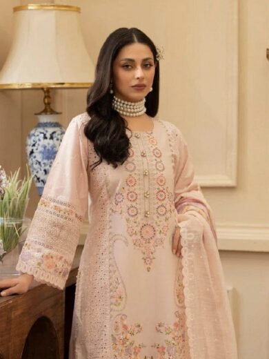 Best Quality Lawn 3PC Suit with Heavy Embroidery & Chiffon Dupatta