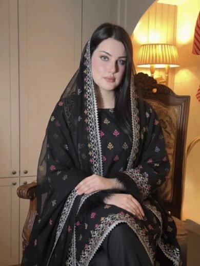 Beautiful Eid Wear 3PC Cotton Suit with Cross Stitch Embroidery & Chiffon Dupatta